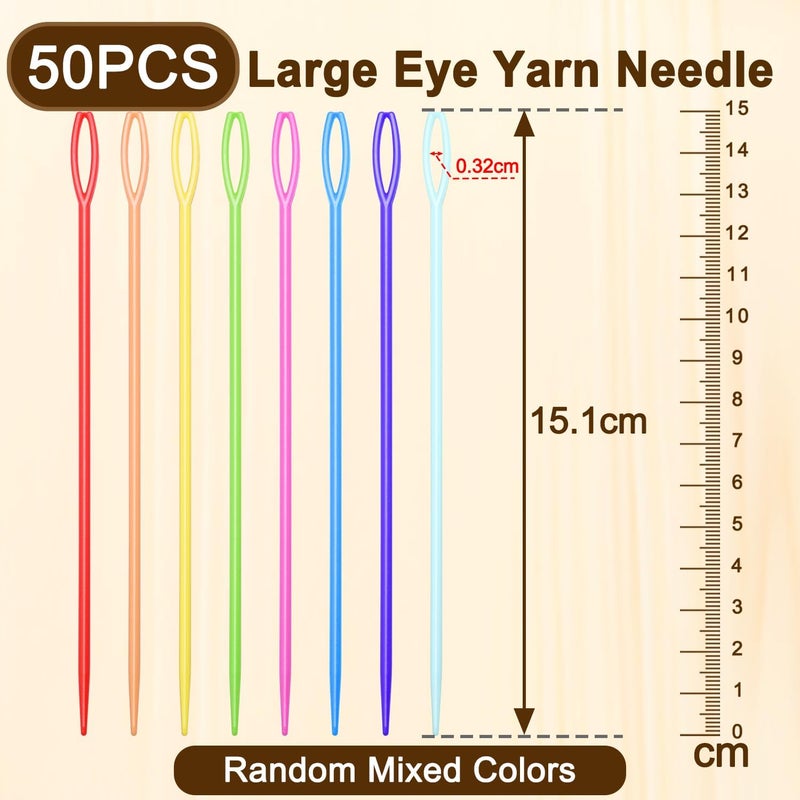 ManTangSun 50 Count 15cm(6 inch) Plastic Yarn Needles for Kids, Large Eye Sewing Crochet Needle for Yarn Amigurimi Darning Tapestry Plastic Canvas Needle DIY Sewing Needles Crafts, Assorted Colors - Image 2